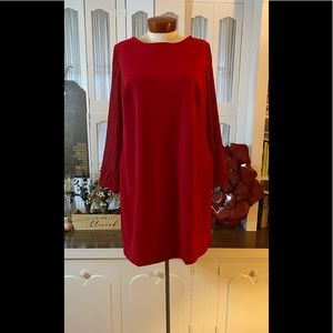 NWT Red Dress with Sheer long Sleeves